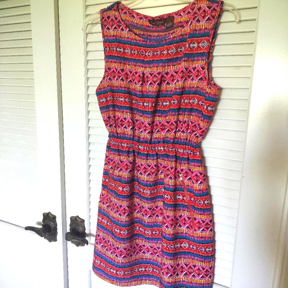 Speed Control New York Sleeveless Striped Multicolor Dress Large